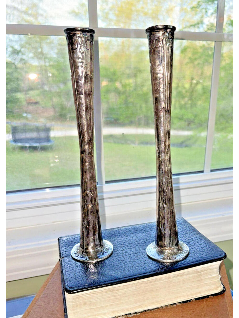 Vintage Pair ornate rustic Candlesticks, MCM, victorian, shabby chic decor